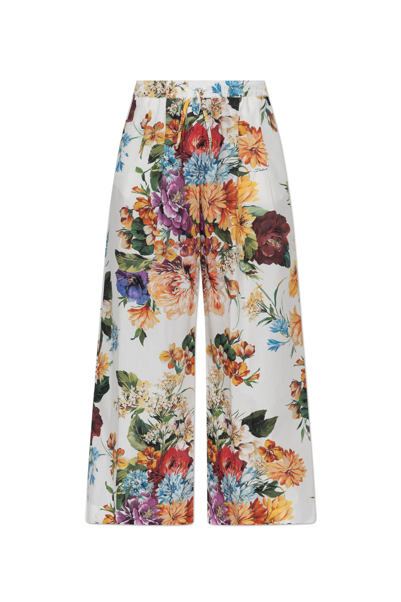 Multicolour Cotton trousers with floral motif Dolce